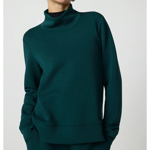 Women's Full Sleeve Length Lightweight Crew Neck Sweatshirt Custom Logo 100% Cotton Material Spring Season Mock Neck - Product Image 6