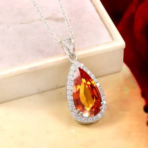 Sapphire Pear Charm Pendant 925 Sterling Silver Engagement Pendant Proposal Gift Jewelry For Women - Product Image 1