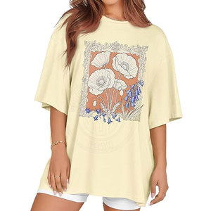 T-shirts oversize pour femmes, coton doux personnalisé, coupe ample, manches courtes, hauts décontractés pour femmes, vêtements de rue d'été et usage quotidien - Product Image 4
