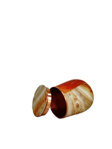 Verre à eau en cuivre pur artisanal de 350 ml avec couvercle, imprimé marbré émaillé, gobelet bien-être ayurvédique, tasse en cuivre sans soudure - Product Image 4