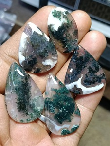 Lot en gros de pierres précieuses en agate mousse 100% naturelle, cabochons de taille personnalisée, assortiment de bijoux, mélange de formes de pierres précieuses, vente en gros - Product Image 4