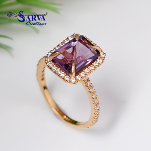 Luxury Vintage Amethyst Gemstone 925 Sterling Silver Rose Gold Rhodium Plated Elegant <b>Purple</b> Engagement Ring for Wedding/Party - Product Image 5
