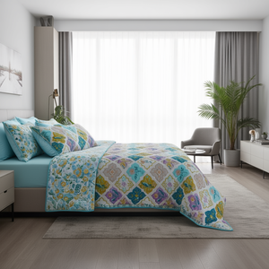 Couette moderne réversible en patchwork 100% polyester faite à la main 1800 GSM toutes saisons pour la maison et l'hôtellerie - Product Image 3
