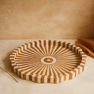 Plateau de rangement personnalisé en bois, forme rectangulaire, incrustation florale, finition vernie, design oriental, durable, respectueux de l'environnement, pour bureau - Product Image 4