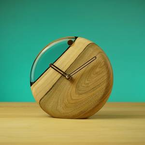 Handmade Walnut Wood Resin Desk <b>Clock</b> Modern Office Decor - Product Image 6