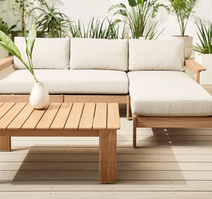 Conjunto de Muebles de Jardín Modernos de Madera de Teca Tropical Sólida, Cojines Impermeables, Acabado Natural Ecológico, para Patio, Terraza o Salón - Product Image 1