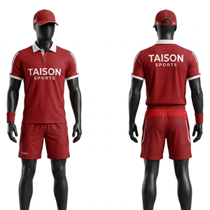 Ensemble polo et short de tennis en polyester et élasthanne 180 GSM de qualité supérieure, avec panneau dégradé turquoise, impression de logo personnalisée - Product Image 6