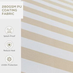 Tenda Parasole Retrattile 2,4m x 2m (8FT x 6.5FT) con Telaio in Alluminio e Telo in Polietilene 280gsm Resistente ai Raggi UV, Colore Beige Bianco, per Terrazze, Balconi e Giardini - Product Image 6