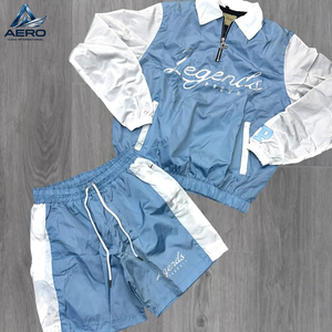 Latest Fully Custom logo High Quality Streetwear Outerwear <b>Set</b> Men's New Design Waterproof Shorts Jacket Windbreaker Shorts <b>Sets</b> - Product Image 3
