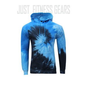 Sweat-shirt à capuche tie-dye pour homme, coupe classique, tricoté, décontracté, avec poche, style automne, motif bleu et noir - Product Image 1