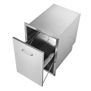 Cassetto Portarifiuti in Acciaio Inox 17.7x22.8 Pollici con Vassoio Estraibile e Maniglia, Cassetti Portaoggetti - Product Image 2
