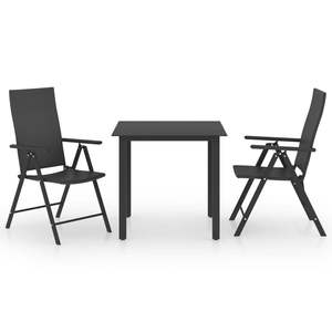 Conjunto de Comedor Plegable Mediano para Exteriores, Juego de Jardín de Ratán PE Negro - Product Image 2