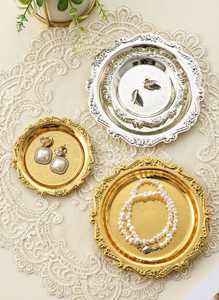 Ornate Vintage Style Silver Oval Tray Individually or as a SetDecorative Metal Catchall Dish Perfume Organizer Wedding <b>Decor</b> - Product Image 5
