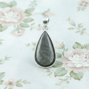 Pendentif en obsidienne en forme de larme, argent sterling 925 plaqué or jaune, pierre précieuse noire naturelle, bijoux bohèmes faits à la main, cadeau - Product Image 5