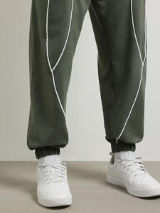 Conjunto Deportivo Casual Verde Oliva para Hombre, Camiseta de Manga Corta con Bolsillo y Pantalones Jogger con Cintura Elástica, Transpirable, de Algodón - Product Image 2