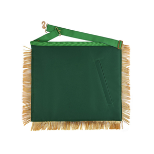 Tablier Maçonnique Haut de Gamme AMD Sovereign Master en Satin Vert avec Franges Dorées et Broderies – Réplique Personnalisée du Tablier Sovereign pour Loge Maçonnique - Product Image 2