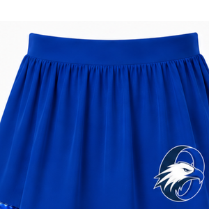 Jupe de cheerleading bleu roi plissée, jupe d'uniforme athlétique avec bordure rayée, tenue de performance d'équipe, vêtements de sport personnalisés - Product Image 5