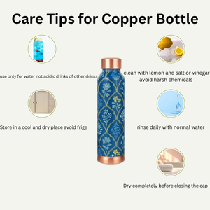 Copper <b>Water</b> Bottle Set with 2 Copper <b>Glasses</b> | Printed Copper Bottle | Designer Copper <b>Water</b> Bottle Set | Copper Drinkware Set - Product Image 1