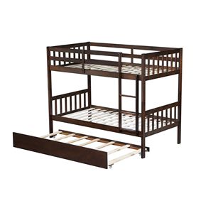 Letto a Castello Convertibile in Legno di Gomma con Letto Estraibile per Bambini con Scala di Sicurezza - Product Image 6