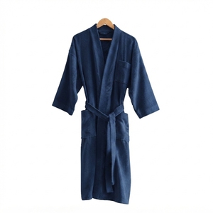 Peignoir en coton éponge pour homme, manches longues, couleur unie, doux, décontracté, avec poches, lavable en machine, respirant - Product Image 6