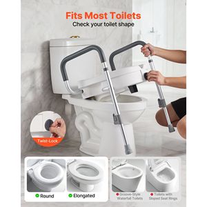 Sedile WC Rialzato Regolabile con Altezza di Sollevamento di 5 Pollici, Capacità di 350 Libbre, Braccioli Più Larghi per Attrezzature di Sicurezza in Bagno - Product Image 3