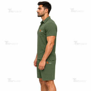 Conjunto de Camiseta Polo y Pantalones Cortos Transpirables para Hombre, 210 GSM, Algodón, Ropa Deportiva Informal de Verano, Logotipo Personalizado, Marca Privada, OEM - Product Image 3