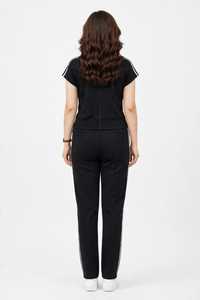 <b>Women's</b> Maroon <b>White</b> Color Block Printed 2-in-1 <b>Tracksuit</b> Set Full Sleeve Turtleneck Zipper Sporty Loose Fit Joggers Front Side - Product Image 4