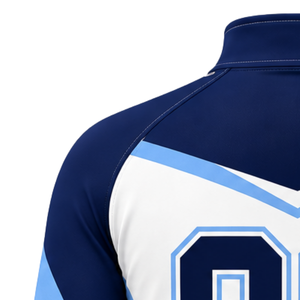 Light Blue Navy <b>White</b> <b>Quarter</b> <b>Zip</b> Sports Jacket Long Sleeve Athletic Training Running Workout Team Performance Sportswear - Product Image 4