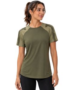 Customized Women Olive Green Camo Sports T Shirt Quick Dry Breathable Gym Running Workout Athletic Activewear Tee <b>Top</b> - Product Image 1