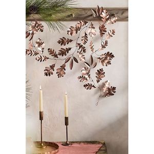 Guirnalda Navideña de Hojas de Roble Metálicas Hechas a Mano al por Mayor, Decoración de Pared Colgante, Adorno de Follaje con Acabado de Cobre de Lujo para las Fiestas - Product Image 1