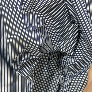 Women's Striped Button Down Shirt - Oversized Long Sleeve Casual Blouse Top, Cotton Blend Loose Fit Collared <b>Tunic</b> Shirt - Product Image 5