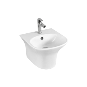 Lavabo Cuadrado de Pared Roman One Piece con Grifo Monomando de un Solo Orificio, Acabado Brillante Minimalista, Lavabo para Manos con Capacidad de 12L para Baño - Product Image 1