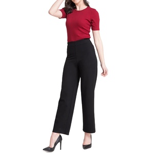 <b>Women</b> High Waist Wide Leg Pants Pockets Zip Closure Breathable Stretchable Eco-Friendly Quick Dry <b>Loose</b> Fit Formal Office Wild - Product Image 4