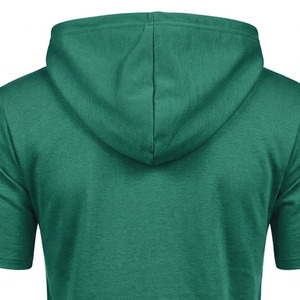 Short Sleeve Zipper Hoodies OEM ODM Manufacturer Custom Logo Polyester Hooded Sweatshirt Private Label Wholesale Apparel <b>Mens</b> - Product Image 5