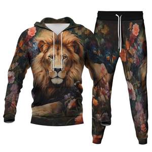 Conjunto Deportivo de Invierno para Hombre, Personalizado con Sublimación, Sudadera con Capucha y Pantalones de Poliéster, Ropa Urbana de Dos Piezas - Product Image 1