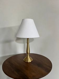 <b>Gold</b> Brass Silent Design Cylinder <b>Table</b> Lamp with Fabric Shade for Birthday <b>Bedside</b> Desk Light Bedroom Hotel - Product Image 2