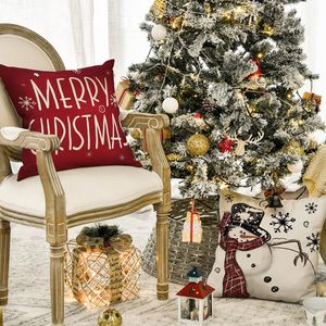 Merry Christmas Snowman 'Let It Snow' 18 X 18 Inch <b>Throw</b> Pillow <b>Covers</b> Xmas Tree Winter Holiday Cushion Case Decoration for <b>Sofa</b> - Product Image 3