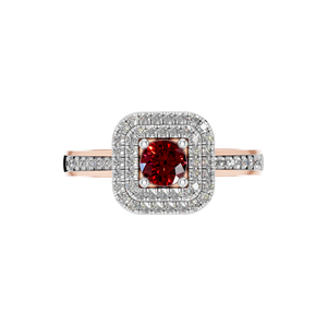 Elegante anillo de compromiso de diseño cuadrado de oro de 14K/18K rubí Natural diamante Halo joyería de boda estilo clásico perfecto para fiestas - Product Image 3