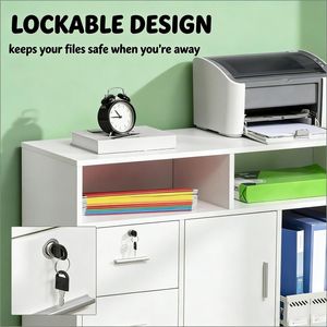 Mobiletto per Ufficio con Supporto Stampante e Organizzatore da Scrivania con Cassetti - Product Image 5