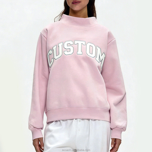 Custom Women Oversized Mock Neck Sweatshirt with Contrast Rib Collar Cuffs and Hem Mockneck sweatshirts for women - Product Image 1