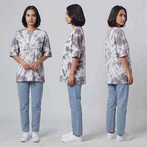 T-shirt à manches courtes pour femme, effet délavé soleil, en coton premium, style streetwear, coupe lourde, délavé à l'acide - Product Image 6