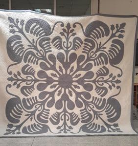 Ulu Breadfruit Inspired Hawaiian Applique Quilt Custom Hand Appliqued Cotton Heirloom Bedspread For <b>Queen</b> And California King - Product Image 3
