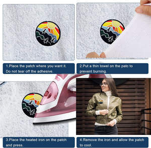 Vintage verano playa naturaleza parche para ropa Jeans hierro-en/coser bordado sol onda flor apliques Camping tema flor - Product Image 4