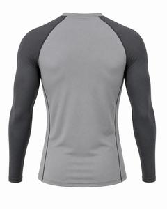 Vêtements de sport personnalisés pour hommes, manches longues, col rond, rashguard gris en spandex, séchage rapide, respirant, écologique, anti-UV, pour l'extérieur - Product Image 5
