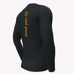 เสื้อรัดกล้ามเนื้อแขนยาวสำหรับผู้ชาย สีดำลายสิงโตสีทอง เหมาะสำหรับออกกำลังกาย ฟิตเนส ฝึกซ้อม บีเจเจ เอ็มเอ็มเอ ชุดกีฬาประสิทธิภาพสูง - Product Image 4