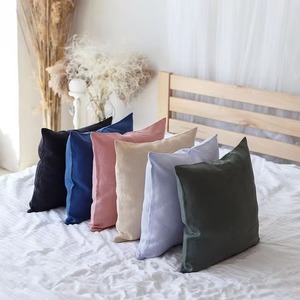 Housse de coussin carrée unie en lin pour la maison, l'hôtel, le lit et le canapé - Product Image 4