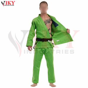 Traje de Judo Clásico Reforzado de Color Verde Sólido, Transpirable, 100% Algodón, con Corte Automatizado, para Artes Marciales - Product Image 4