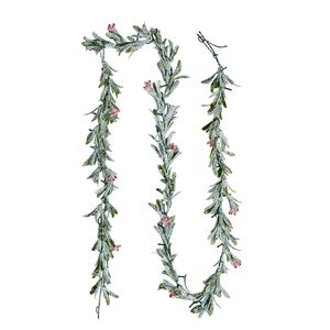 9-FT Realistic Greenery Christmas Garland Decorated with Vines Olive Leaves & Berries <b>Light</b>-Up Evergreen Faux Wreath - Product Image 2