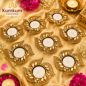 Kundan Work <b>Tealight</b> Candle Holder Indian Traditional Decoration <b>Lanterns</b> Candle Jars Home Decor Housewarming Festive Favors - Product Image 6