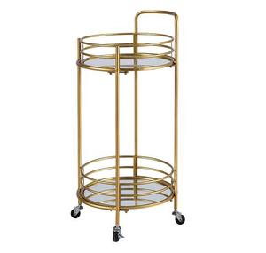Three‑Tier Rolling Cart with White Metal Frame Wooden <b>Shelves</b> Raised Edges Handlebar Mobile Trolley <b>Rustic</b> Industrial Cart - Product Image 2